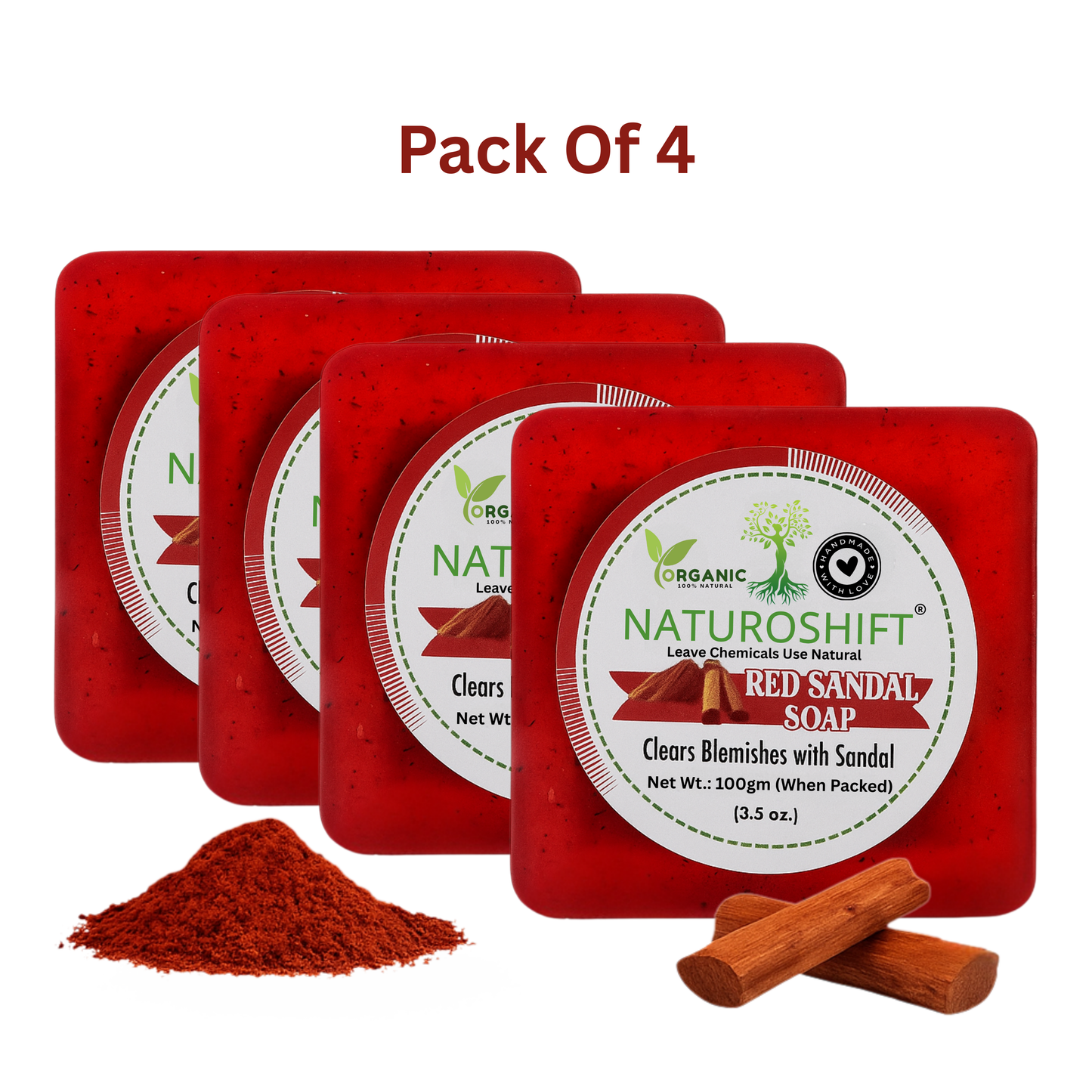 Naturoshift Red Sandal Soap (Pack Of 4)