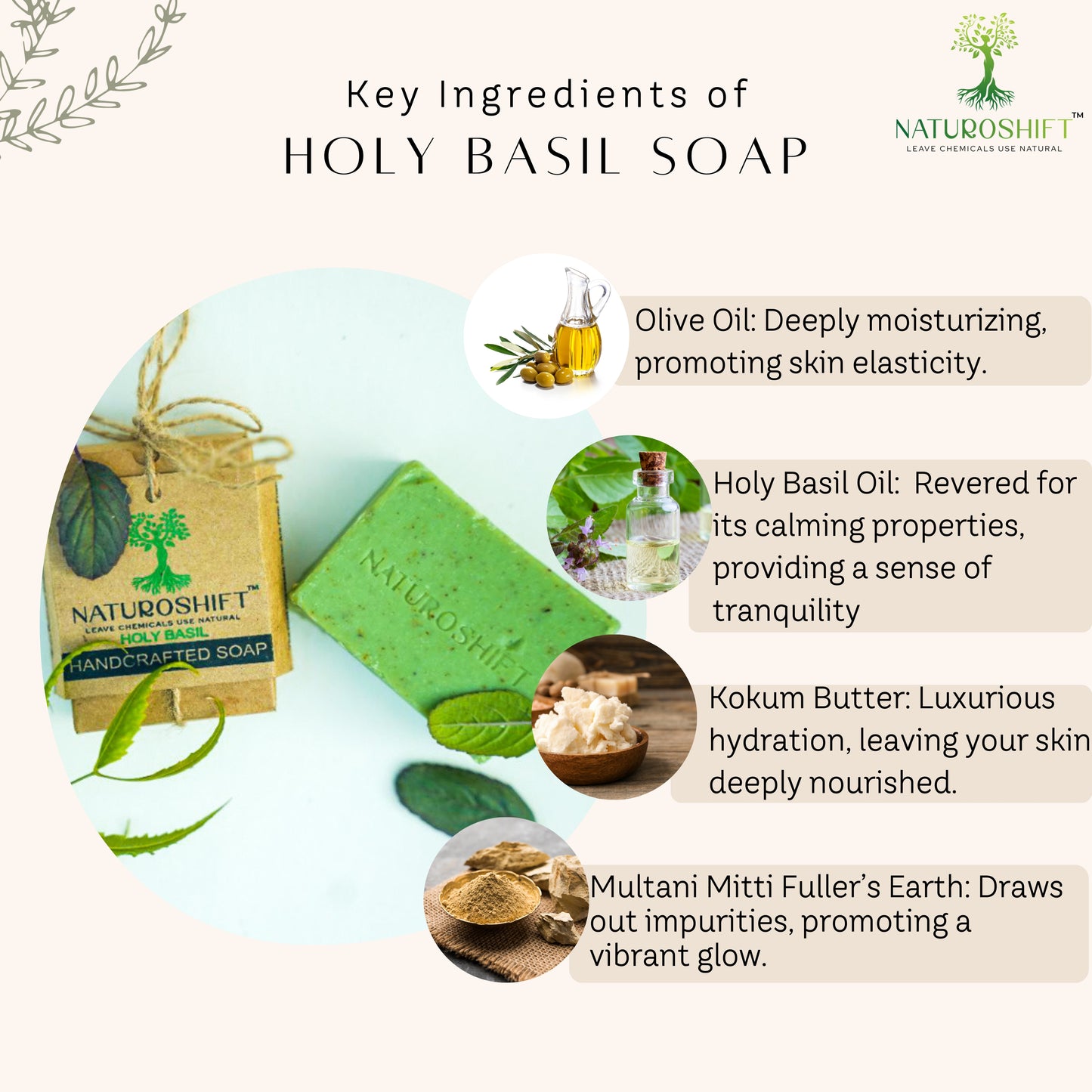 Holy Basil Soap Ingredients
Naturoshift Holy Basil Soap Ingredients