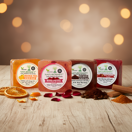 Naturoshift Rose Petal, Red Sandal, Orange Peel & Coffee Soap