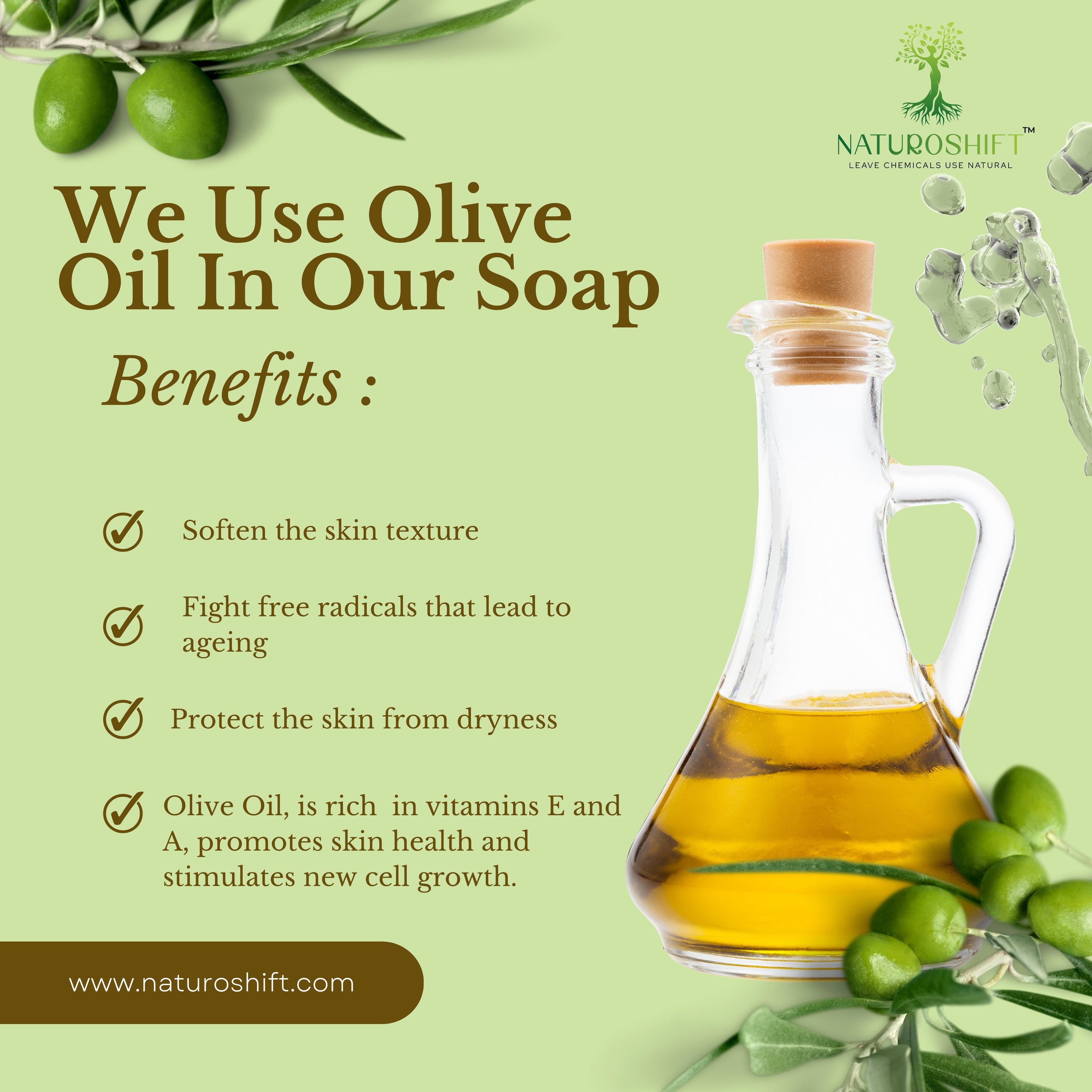 Pure Nourishment: NaturoShift's Soap, Enriched with the Goodness of Olive Oil. Indulge in Natural Skincare Bliss